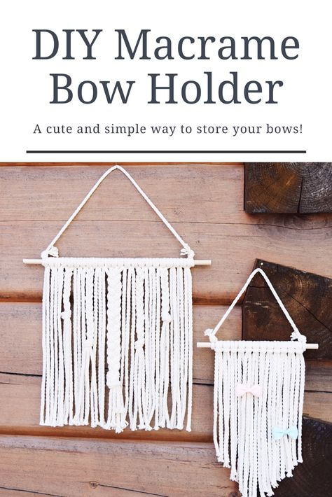 DIY Macrame | Easy Craft | Macrame for Beginners | Hair Bow | Home Organization | DIY Home Decor | Wall Hanging | Cotton Cord Crafts | Diy Clip Bow Holder, Macrame Bow Holder Diy, Macrame Hair Bow Holder, Bow Holder Diy, Macrame Bow Holder, Macrame Bow, Macrame Easy, Diy Hair Bow Holder, Cord Crafts