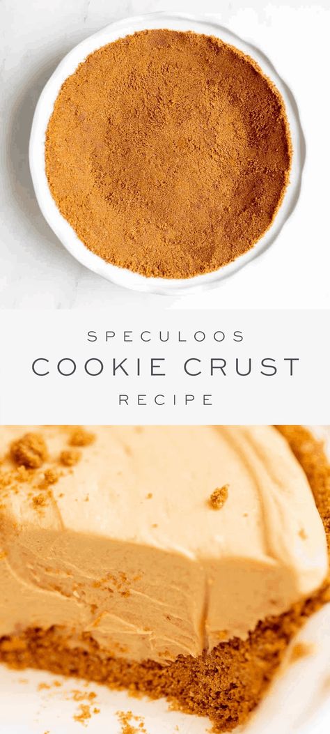 This speculoos cookie crust is the perfect way to add a little spice to your pies and no bake desserts. It’s the BEST combination of just a few ingredients: sweet and spicy Speculoos cookies (used to make the iconic cookie butter), sugar and butter. #piecrust #cookiecrust #speculoos #speculooscookie #dessert Cookie Butter Bars, Peanut Butter Pie Filling, Cookie Crust Recipe, Speculoos Cookie Butter, Speculoos Cookies, Julie Blanner, Holiday Dessert Recipes, Cookie Butter, Favorite Pie