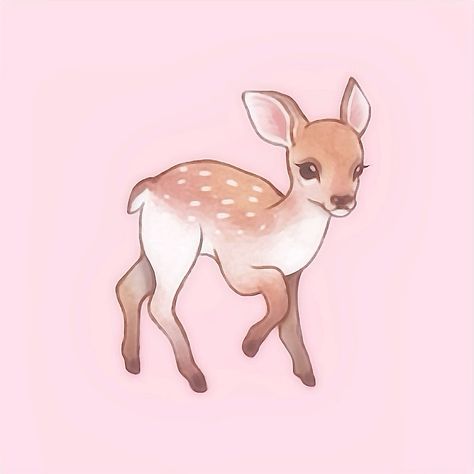 Dear Drawing Cute, Cat Deer Hybrid, Cute Fawn Drawing, Pink Deer Aesthetic, Cute Deer Aesthetic, Deer Aesthetic Drawing, Deer Cute Drawing, Deer Drawing Cute, Baby Deer Drawing