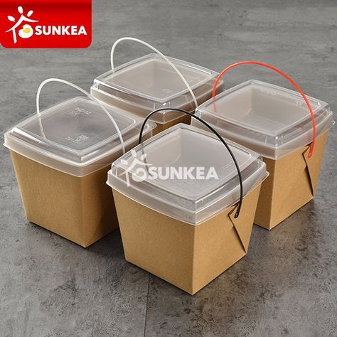 Disposable takeout plastic handle food paper container with dish tray To Go Food Packaging Ideas, Food Packaging Ideas, Food Delivery Packaging, Salad Packaging, Paper Container, Sandwich Packaging, Vegetable Packaging, Takeaway Packaging, Food Paper