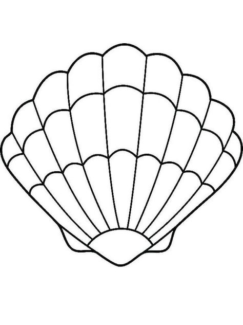 Normal Seashell 1 Shell Coloring Pages, Seashells Template, Shell Coloring, Seashell Drawing, Underwater Birthday, Children Projects, Ocean Coloring Pages, Ocean Art Painting, Beach Coloring Pages