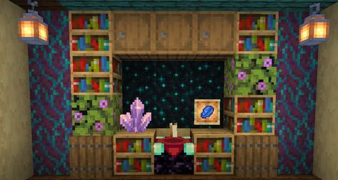 Enchanting Table Minecraft, Enchanting Area Minecraft, Minecraft Sculk, Minecraft Enchanting Area, Witch Desk, Minecraft Witch, Table Minecraft, Enchanting Table, Minecraft Cottagecore