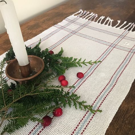 Lacy Windows Table Runner pattern, my "Head to Toe" rag rug, and overshot weaving chatter Overshot Weaving, Weaving Patterns Design, Rigid Heddle Weaving, Heddle Loom, Table Runner Pattern, Cotton Pillow Cases, Weaving Patterns, Merry Little Christmas, Loom Weaving