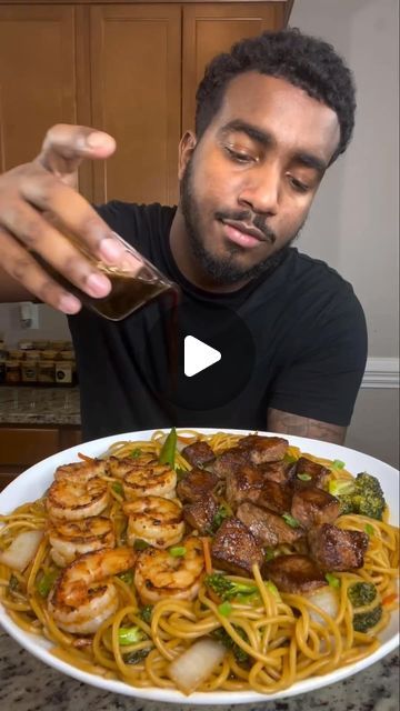 Seafood Network🦞🦐🦀🦑🐙🍤 on Instagram: "Shrimp & Steak Lo Mein 🥩🍤 
🎥 eatwitzo

Full ingredient list: 

1 lb steak of your choice cubed 
1 lb jumbo shrimp 
1/2 lb spaghetti noodles cooked 
Shredded carrots 
Broccoli 
Onion pieces
Sugar snap peas 
1 tbsp of butter (not in video) 
1 tbsp garlic paste
1/2 tbsp ginger paste 
1 tsp garlic powder
1 tsp paprika 
1/2-1 tsp white pepper 

For stir fry sauce: 
2-3 tbsp oyster sauce 
1/4-1/2 cup soy sauce 
1-2 tsp toasted sesame oil 
1/4 cup white sugar 
2 tsp cornstarch + 3 tsp water (cornstarch slurry) 

For teriyaki glaze:
1/4 cup soy sauce 
1/4 cup brown sugar 
1 tbsp oyster sauce 
1 tbsp mirin 

Recipe tips: 

Cook teriyaki glaze on low heat for about 3-5 minutes until sauce begins to thicken. (Add cornstarch slurry if it is too thin) 

Coo Steak Stir Fry Recipes, Steak Lo Mein, Oyster Sauce Recipes, Shrimp Stir Fry Recipes, Mirin Recipe, Shrimp Lo Mein Recipe, Cj Eats, Stir Fry Shrimp Recipes, Teriyaki Shrimp