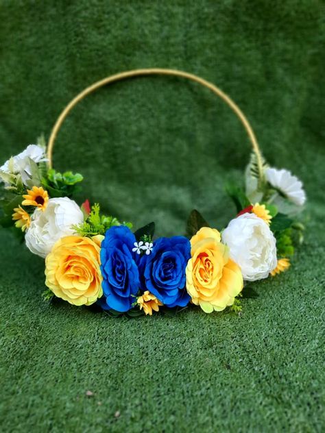 Floral Hoops Bridesmaids, Royal Blue And Gold, Floral Hoops, Blue Gold, Royal Blue, Dream Wedding, Floral, Gold, Blue