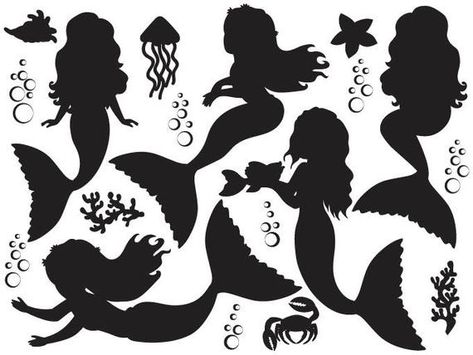 Mermaid Vector, Mermaid Clipart, Fairy Silhouette, Mermaid Svg, Fairy Jars, Silhouette Clip Art, Black Silhouette, Mermaid Silhouette, Mermaid Art