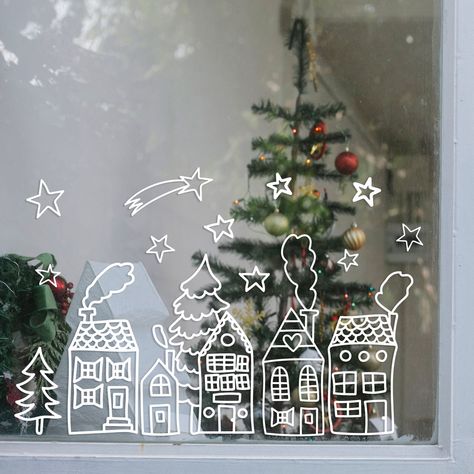 Winter Village - Window Sticker Layer Bars, Chalk Marker, Winter Window, Winter Village, Magical Winter, Chalk Markers, Window Clings, Window Stickers, Christmas Village