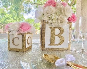 Silver Baby Shower Decorations Jumbo Baby Block Letter | Etsy Gold Baby Shower Decorations, Boy Baby Shower Ideas, Elephant Baby Shower Theme, Ideas Baby Shower, Baby Reveal Party, Girl Gender Reveal, Trendy Baby Shower Ideas, Gender Reveal Decorations, Baby Gender Reveal Party