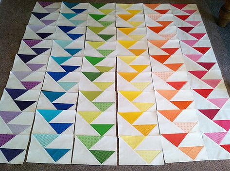 Fpp Patterns, Rainbow Quilts, Rainbow Blocks, Stained Glass Quilt, Flying Geese Quilt, Solid Quilt, Pieced Quilts, Quilt Modernen, Spring Quilts