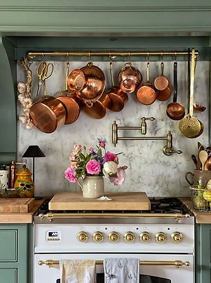 Brass Pot Rail, Aran Goyoaga, Pot Rail, Brass Pot, French Kitchen, Pot Rack, French Decor, Dream House Decor, Kitchen Style