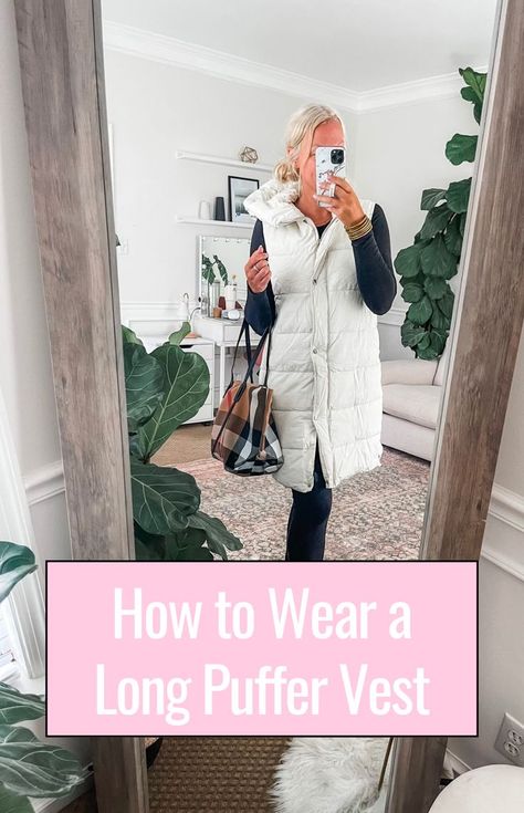 Searching for the perfect long white puffer vest outfits for women? This longer puffer vest from Amazon is so so easy to style. It's such a cute athleisure outfit using a vest. I know you'll love it! Long Puffer Vest Outfit, White Puffer Vest Outfit, Puffer Vest Outfits For Women, Puffer Vest Outfits, Cute Athleisure Outfits, Long Puffer Vest, Puffer Vest Outfit, Winter Puffer Vest, Vest Outfits For Women