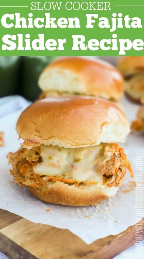 Slow Cooker Chicken Fajita Sliders Slow Cooker Chicken Sliders, Fajita Sliders, Sliders Chicken, Easy Slow Cooker Chicken, Chicken Sliders, Chicken Fajita, Simple Dinner, Slider Recipes, Instant Pot Dinner Recipes