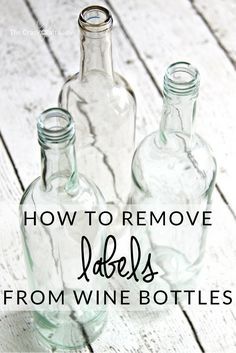 Come learn how to Remove Labels from Wine Bottles - the Easy Way! No need for soaking or special supplies. Discover the quickest and cleanest way to remove labels form glass bottles. This is a simple way to prep wine bottles to use in craft projects. Wine Bottle Crafts Diy Easy, Crafts With Bottles, Removing Labels, Bottle Projects, Empty Glass Bottles, Cleaning Painted Walls, Glass Cooktop, Remove Labels, Deep Cleaning Tips