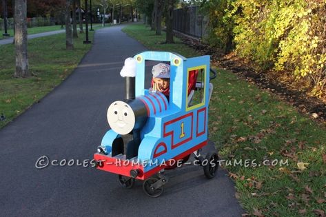 Coolest Homemade Train/Railroad Crossing Costumes Train Halloween Costume, Stroller Halloween Costumes, Stroller Costume, Train Costume, Thomas The Train Birthday Party, Train Conductor, Trains Birthday Party, Homemade Halloween Costumes, Holloween Costume