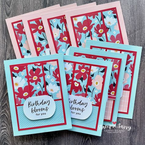 Stampin' UP! Stampin Up Paper Blooms Dsp Cards, Flowering Fields Dsp Stampin Up Cards, Stampin Up Dsp Cards Layout, Sunny Days Dsp Stampin Up Cards, Stampin Up Quick Cards, Stampin Up Thoughtful Moments Hybrid, Stampin Up Sunny Days Dsp, Pink Pool Party, Pink Pool