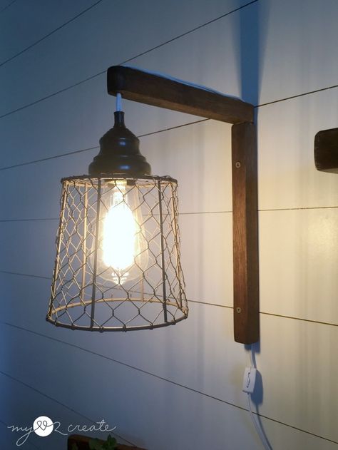 DIY Plug-in Sconces, from pendant lights, tutorial at MyLove2Create Hanging Plug In Pendant Lights, Plug In Pendant Lights, Bedroom Lighting Diy, Lighting Diy, Diy Pendant Light, Pallet Patio Furniture, Plug In Pendant Light, Diy Lampe, Pallet Patio