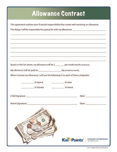 Allowance Contract  I know allowances are controversial, but I'm a VERY big fan with my own son (daughter's still too young) -- it really works for him.  And the contract was a big part of it.  He is so proud of himself when he buys the whole family ice cream.  I like that this contract addresses how allowance money will be spent. Kid Contracts, Chores And Allowance, Free Printable Behavior Chart, Behavior Contract, Allowance For Kids, Kids Cell Phone, Homework Planner, Behavior Charts, Kid Responsibility