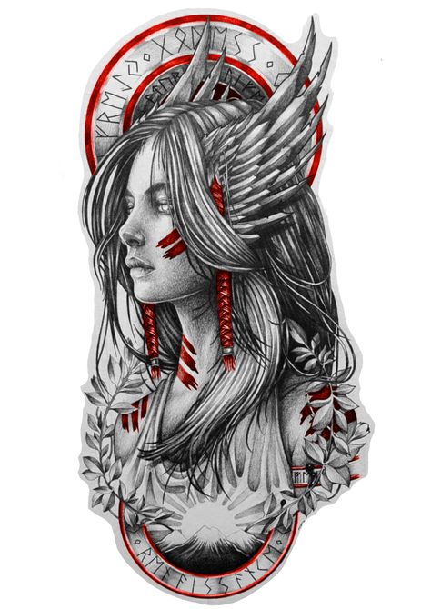 Viking Warrior Tattoos, Norse Mythology Tattoo, Female Warrior Tattoo, Valkyrie Tattoo, Viking Tattoo Sleeve, Marvel Tattoos, Goddess Tattoo, Warrior Tattoos, Norse Tattoo