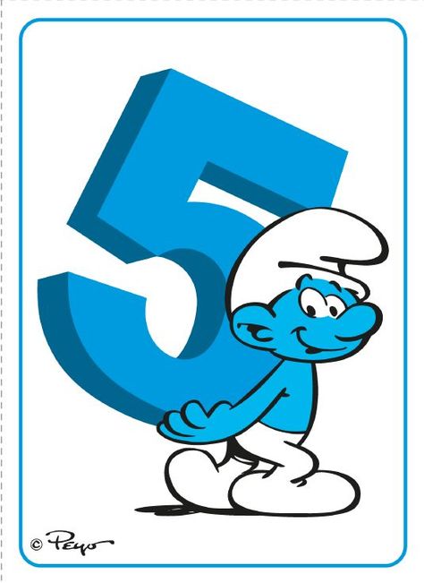 Zahl - Nummer - Number 5 | Smurfs party, Smurfs drawing, Smurfs party decorations Smurfs Party Decorations, Animated Numbers, Smurfs Drawing, Math Number Cards, Smurfs Movie, Smurfs Party, Pink Panther Cartoon, Baby Jackets Pattern, Sette Nani