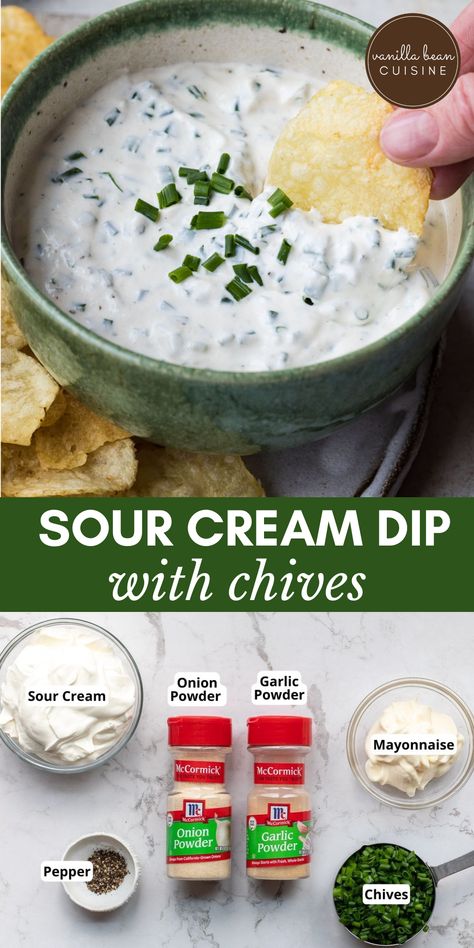 Sour Cream And Onion Cucumber Chips, Homemade Sour Cream And Onion Dip, Sour Cream And Mayo Dip Recipe, Recipes Using Chives, Sour Cream And Chive Dip, Sour Cream Recipes Dips, Dip Recipes Sour Cream, Dips With Sour Cream, Dip Mixes Recipes Dry