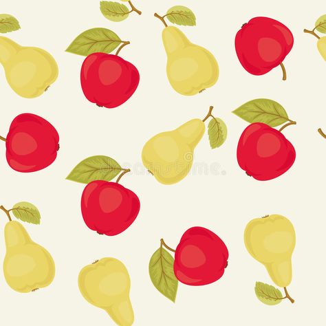 Apples and pears seamless pattern stock illustration Pear Illustration, Fabric Artwork, Vector Wallpaper, Apple Pear, Seamless Pattern Vector, Background Illustration, Light Cream, Seamless Pattern, Apples