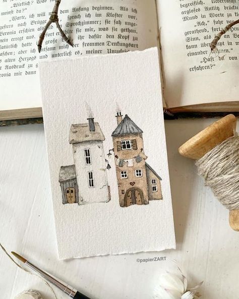 papierZART on Instagram: "Gemütlich, ruhig und entspannt 🏘️ ⠀⠀⠀⠀⠀⠀ ⠀⠀⠀⠀⠀⠀⠀⠀ ⠀⠀⠀⠀⠀⠀⠀⠀ #watercolorlove #watercolorhouses #watercolorhuis #watercolorjourney #aquarellhouse #tinyhouses #watercolor_art #watercolorillustration #illustrationoftheday #illustrationnow #watercolorpainting #papierzart" Village Watercolor, Funky Artwork, Watercolor Notecards, Winter Drawings, Home Watercolor, Watercolor House Painting, Whimsical Art Paintings, 2023 Art, Creative Bookmarks