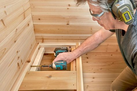 How to Build a Portable DIY Sauna (DIY) | Family Handyman Diy Sauna Indoor, Diy Infrared Sauna, Build Your Own Sauna, Sauna Plans, Cedar Shiplap, Diy Sauna, Metal Roof Panels, Building A Floating Deck, Building A Sauna