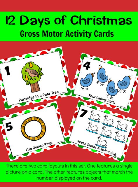 12 Days of Christmas Gross Motor Activity - JDaniel4s Mom 12 Days Of Christmas Preschool Activities, 12 Days Of Christmas Preschool, Christmas Gross Motor, Kiddie Academy, Coding Classes For Kids, New Years Eve Traditions, Countdown Activities, Christmas Activities For Toddlers, Tactile Activities