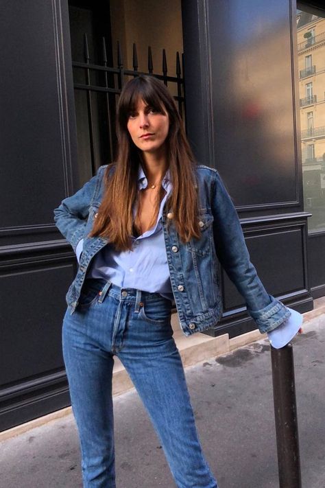 I'm Suddenly Obsessed With Double Denim—Here's How I'll Wear It Looks Total Jeans, Double Denim Outfit, Jumpsuit Denim, Girls Spring Outfits, Jean Jacket Outfits, Denim On Denim, Denim Ideas, All Jeans, Trendy Swimwear