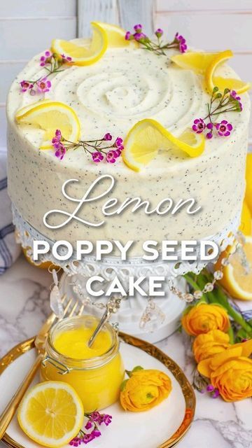 Lemon Poppy Seed Cake, Homemade Lemon Curd, Curd Filling, Lemon Poppyseed Cake, Lemon Cream Cheese Frosting, Lemon Curd Filling, Seed Cake, Poppy Seed Cake, Lemon Cake Recipe