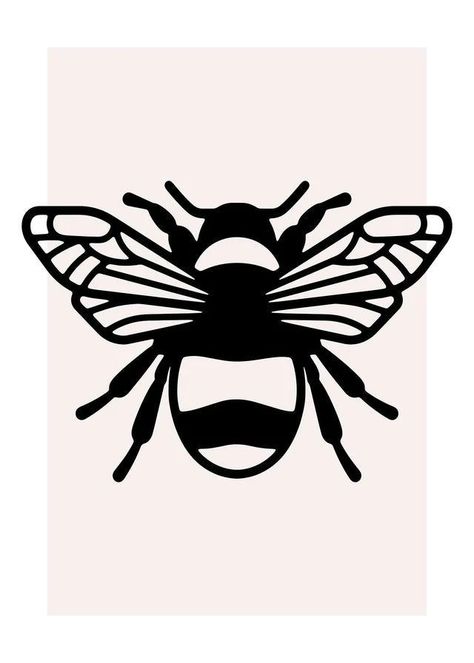 Study Black And White, Bee Projects, Minimalist Bohemian Decor, Zentangle Projects, Bee Outline, Etching Metal, Tattoo Bar, Black And White Bee, Bee Icon