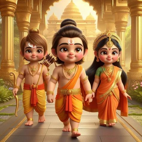 Diwali Rama And Sita, Shri Ram And Sita, Shri Ram Sita, Vijay Dashmi, God Animation, Cute Ram, Ram And Sita, God Cartoon, Little Kanha Ji Images