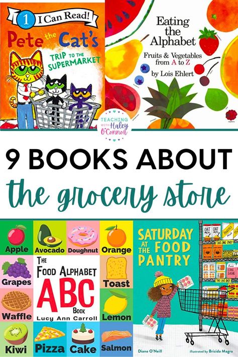 Today, I am sharing some of my favorite fiction and non-fiction books about grocery stores for kids. These preschool books about the grocery store are fun to read during shared reading or to keep on your bookshelves for kids to look at the pictures. Use these books for your dramatic play center today! Vet Clinic Dramatic Play, Clinic Dramatic Play, Store Dramatic Play, Bookshelves For Kids, Grocery Store Dramatic Play, Food Alphabet, Books For Preschool, Dramatic Play Center, Nonfiction Text Features