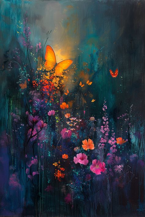 Exploring new depths with every brushstroke. Lost in the colors. #oilpainting #art #painting #artwork #fineart #canvas Painting With Butterflies, Abstract Butterfly Painting, Butterfly Artwork, Amazing Nature Photography, Forest Painting, Forest Art, Butterfly Painting, Oil Painting Flowers, Really Good Movies