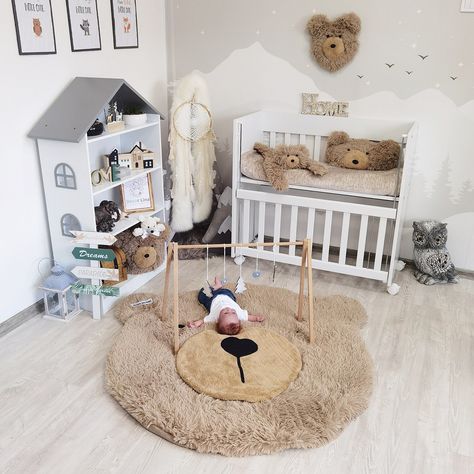 Sleek sellouts! 🤓. Order Custom Woodland Bear Nursery Rug - Soft Fluffy Adventure Themed Baby Room Decor, Cute Personalized Bear Rug Gift at €90.00 #BabyGift #WoodlandBear #CuteRug #NurseryRug #WoodlandDecor #BabyRoom #BabyDecor #PersonalizedRug #BearRug #NurseryDecor Rug For Nursery, Baby Shower Unique, Thoughtful Baby Gifts, Bear Nursery Decor, Animal Nursery Theme, Bear Rug, Bear Nursery, Baby Boy Gift, Unique Baby Shower Gifts