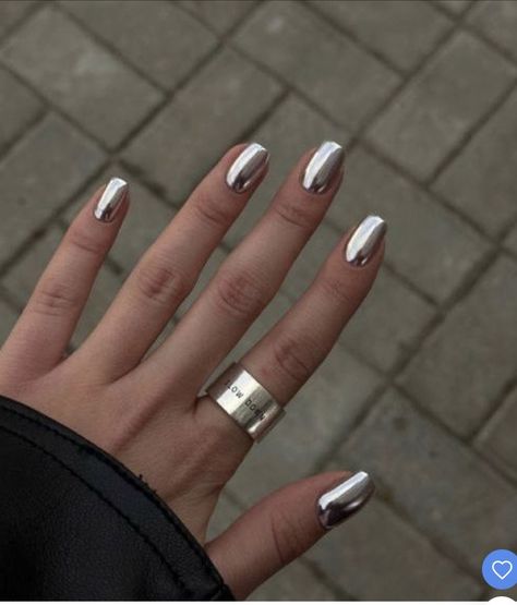 French Manicure Long Nails, Manikur Kuku, Nagellack Trends, Chrome Nails Designs, Pretty Gel Nails, Mob Wife, Metallic Nails, Nagel Inspo, Popular Nails