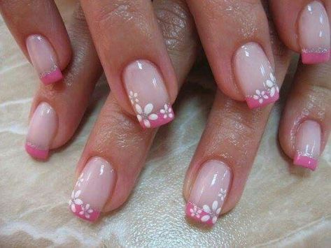 Nails With Glitter Polish, Fingernails Painted, Fingernail Designs, Manicure Nail Designs, French Manicure Nails, Floral Nail Designs, Fancy Nails Designs, Cute Nail Art Designs, Pretty Nail Art Designs