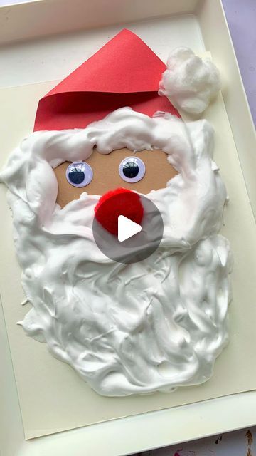 Santa Claus Craft For Toddlers, Puffy Paint Santa Craft, Shaving Cream Crafts, Santa Crafts For Toddlers, Christmas Artwork For Kids, Santa Crafts Preschool, Shaving Cream Activities, Fluffy Paint, Santa Crafts For Kids