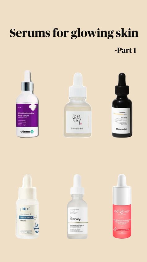 Skincare serums glowing skin Serums For Glowing Skin, Serum For Dry Skin, Acne Prone Skin Care, Glow Skincare, Vitamins For Skin, For Glowing Skin, Vitamin C Serum, Even Out Skin Tone, Perfect Skin