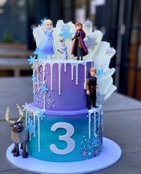 3rd Frozen Birthday Party Ideas, Frozen Cake Balls, Ice Cream Cake Frozen Theme, Frozen Birthday Cake And Cupcakes, Frozen Birthday Cupcake Cake, Elsa Frozen 2 Cake Ideas, Frozen Ombre Cake, Buttercream Frozen Cake, Frozen Buttercream Cake Ideas