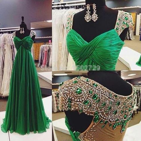 Green Beaded Dress, Cap Sleeve Prom Dress, Prom Dresses 2016, Gorgeous Prom Dresses, Green Prom, Prom Dresses 2017, A Line Prom Dresses, Green Prom Dress, Cap Dress