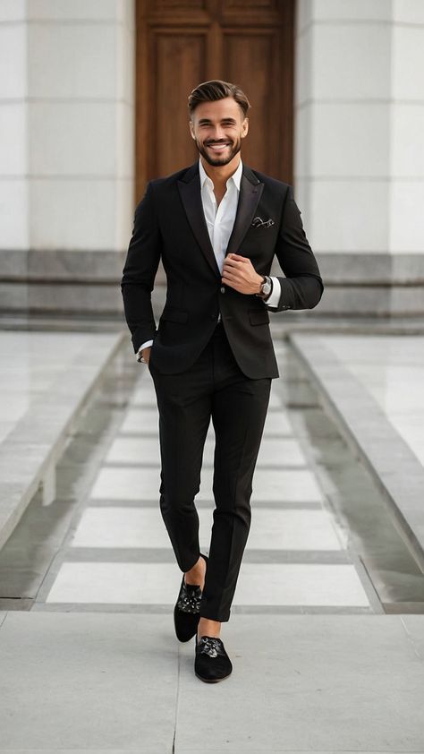 Discover the perfect inspiration for men's formal outfits with classy and elegant black suits that exude sophistication Explore stylish color combos including classy brown combos casual yet classy options and simple but chic menswear fashion Elevate your wardrobe with classy mens fashion choices Classy Polo Outfit Men, Mens Black Shirt Outfit Classy, Monochrome Outfit Men Formal, Cocktail Party Outfit Indian Men, Mens Suits Style Modern Classy 2024, Cocktail Men Outfit, Cocktail Outfit For Men, Mens Cocktail Outfit, Classy Mens Fashion