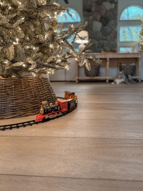 So excited about this train set for under the tree! The lights and steam are the perfect touch to Christmas magic. Little accents to make Christmas morning perfect. Holiday decorating ideas on a budget. Simple holiday decor for any space. Best budget Christmas tree. Most realisitic looking faux christmas tree with pre-lit lights. Kids christmas ideas for decorating and playing. Best christmas train set. Living room furniture decor and DIY from Comestayawhile. Learn fearless DIY projects Train Set Around Christmas Tree, Train For Christmas Tree, Christmas Train Around Tree, Train Under Christmas Tree Ideas, Train Around Christmas Tree Ideas, Christmas Tree Train Ideas, Christmas Tree With Train Around It, Under Christmas Tree Decor Ideas, Train Under Christmas Tree