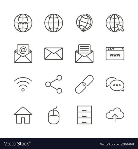 Internet icon set line network symbol coll ve Internet Logo Design, Site Icon, Design Company Names, Notes Doodles, Web Design Icon, Logo Maker App, Work Notes, Best Logo Maker, Pictogram Design