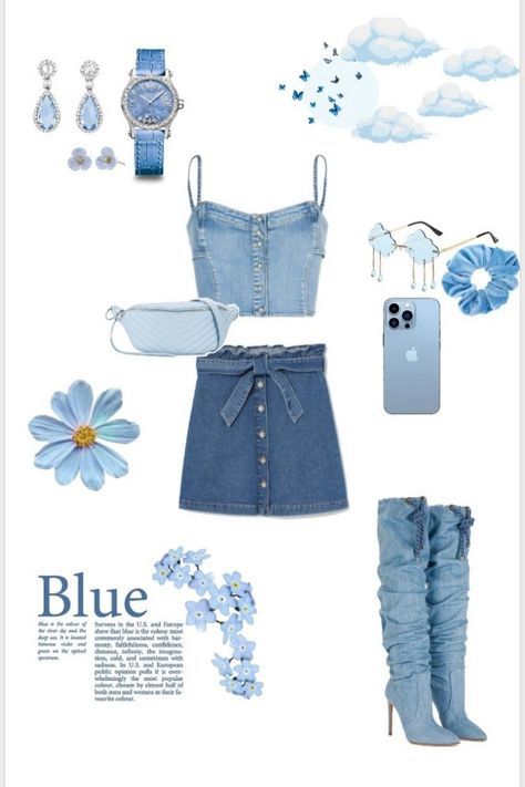 Outfits Azul, Ootd Concert, Seventeen Follow, Luke Hemmings, Blue Outfit, Concert Outfit, Seoul, Seventeen, Blue White