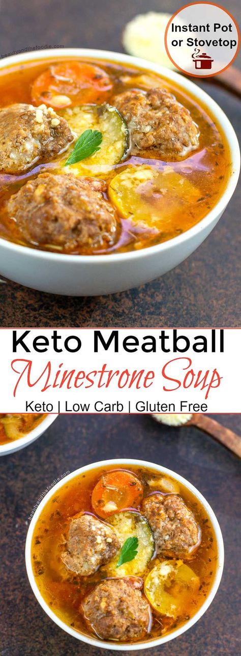 Keto Meatballs, Meatball Soup, Keto Friendly Desserts, Keto Soup, Low Carb Soup, Minestrone Soup, Low Carb Gluten Free, Low Carb Recipes Dessert, Minestrone