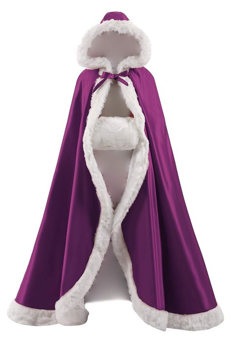 PRICES MAY VARY. STUNNING FULL LENGTH WEDDING CAPE is the Hooded Cloak that gives you an elegant fashion statement. It's comfortable, warm, and appropriate for every occasion from formal to casual nights on the town. Perfectly compliments all forms and figures for exquisite style. Attention: The fur trimming is available in IVORY color only. PREMIUM ONE TIER VELVET with environmentally friendly faux fur. This protects you from chilly winds on winter evenings. Secures at the neck with comfortable Hanfu Cloak, Quinceanera Masquerade, Hand Muffs, Ball Dance, Wedding Cloak, Winter Cape, Cape Wedding, Hand Muff, Wedding Cape