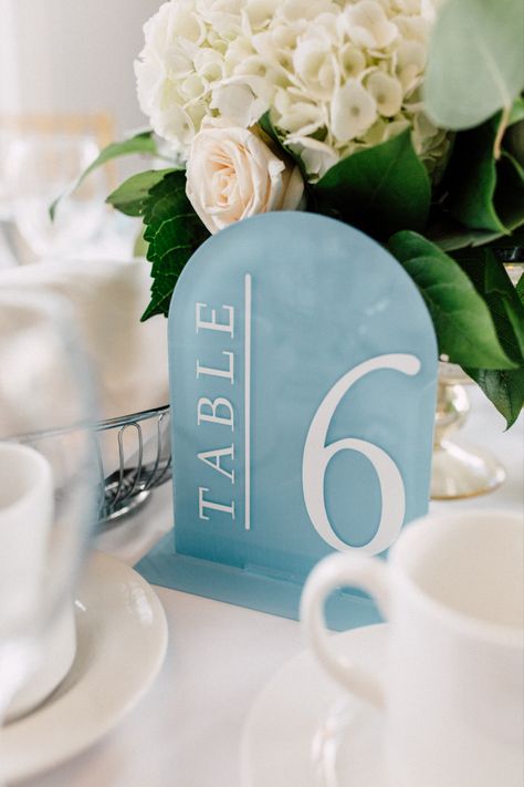 Light Blue Table Numbers, Blue Acrylic Table Numbers, Wedding Table Numbers Blue, Dusty Blue Table Numbers, Coastal Table Numbers, Blue And White Wedding Signage, Blue Table Numbers Wedding, Tile Table Numbers, Diy Colorful Wedding