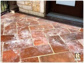 Painted Terracotta Tiles, Sea Salt Paint, Spanish Floor Tile, Mexican Tile Floor, Saltillo Tile Floor, Grout Paint, Tile Repair, Saltillo Tile, Paint Repair