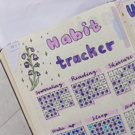 #bulletjournal #habittracker #purple Purple Mood Tracker, Journal Purple Theme, Green Aesthetic Journal, Purple Green Aesthetic, Tracker Bullet Journal, Bullet Journal Monthly, Bullet Journal Monthly Spread, Habit Tracker Bullet Journal, Purple Theme